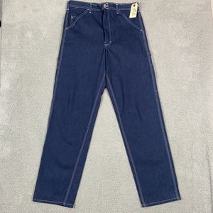 Vintage 70s Stanley USA Carpenter Pants 32x34 Indigo Dark Raw New